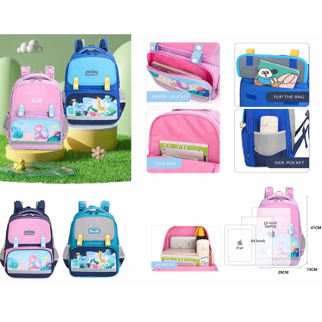 Premium Quality Large Capacity Animal/Mermaid/Space Printed School Backpack
