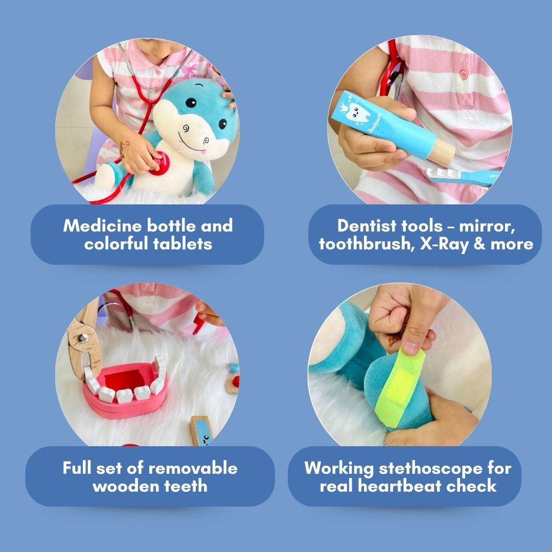Cots and Cuddles Premium Wooden Junior Doctor Set Pretend Play for Kids