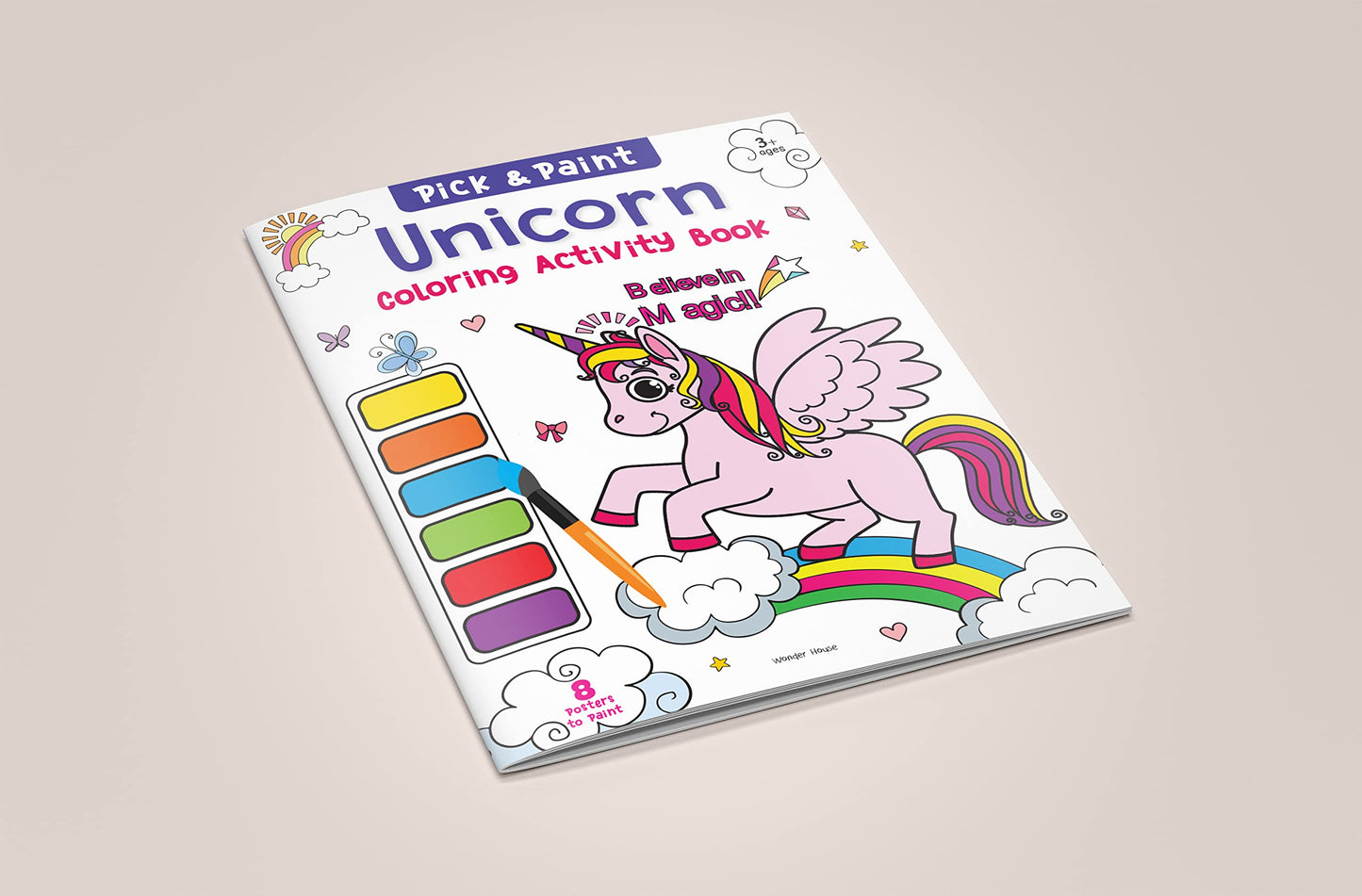 Doodle Delights: Compact Drawing Book with 6-Color Strip and Paintbrush (Unicorn)