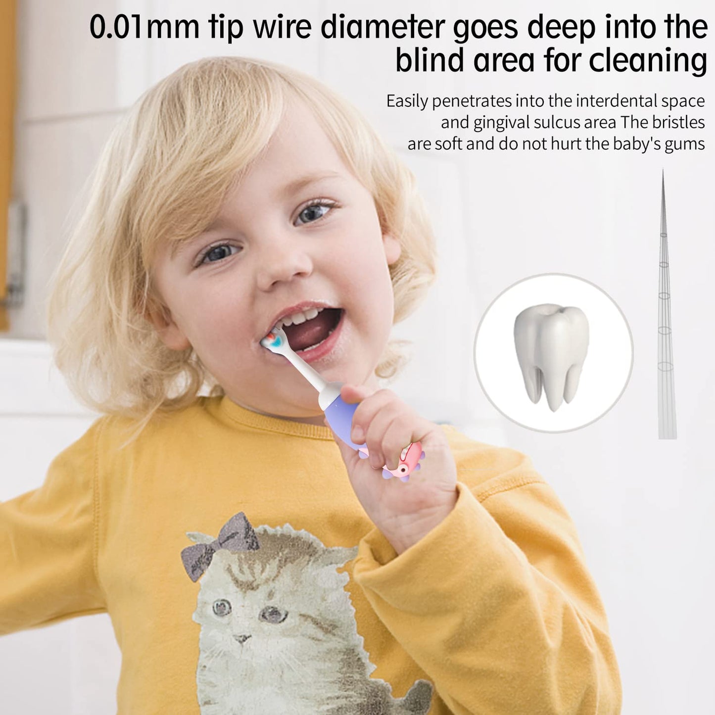 Cute 3D Dino Shape Microfiber Soft Bristles Toothbrush for Kids Age 2+ (Pack of 1)