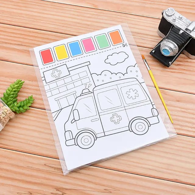 Doodle Delights: Compact Drawing Book with 6-Color Strip and Paintbrush (Unicorn)