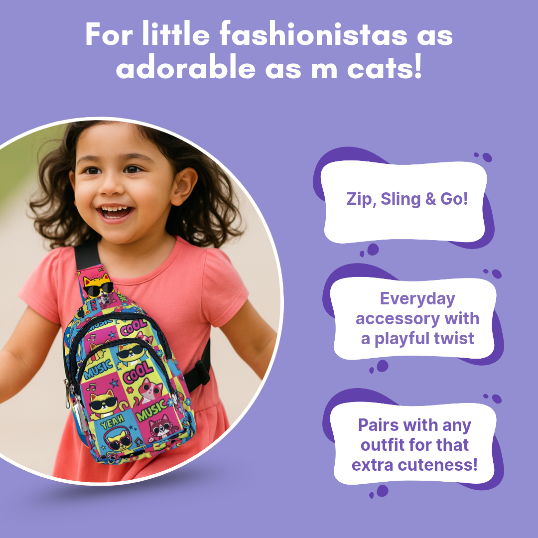 The Cat Print Crossbody Bag for Kids