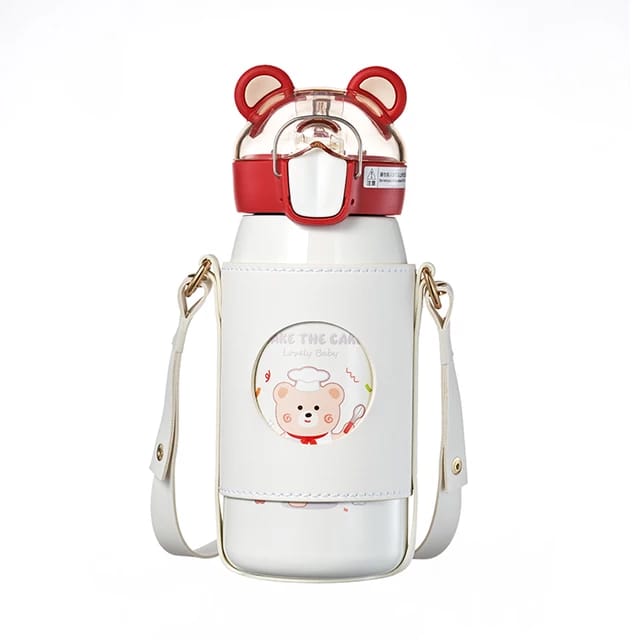 Cute Dance with Me Anti-Leak Cartoon Print Steel Water Bottle with sling strap For Kids 530ML