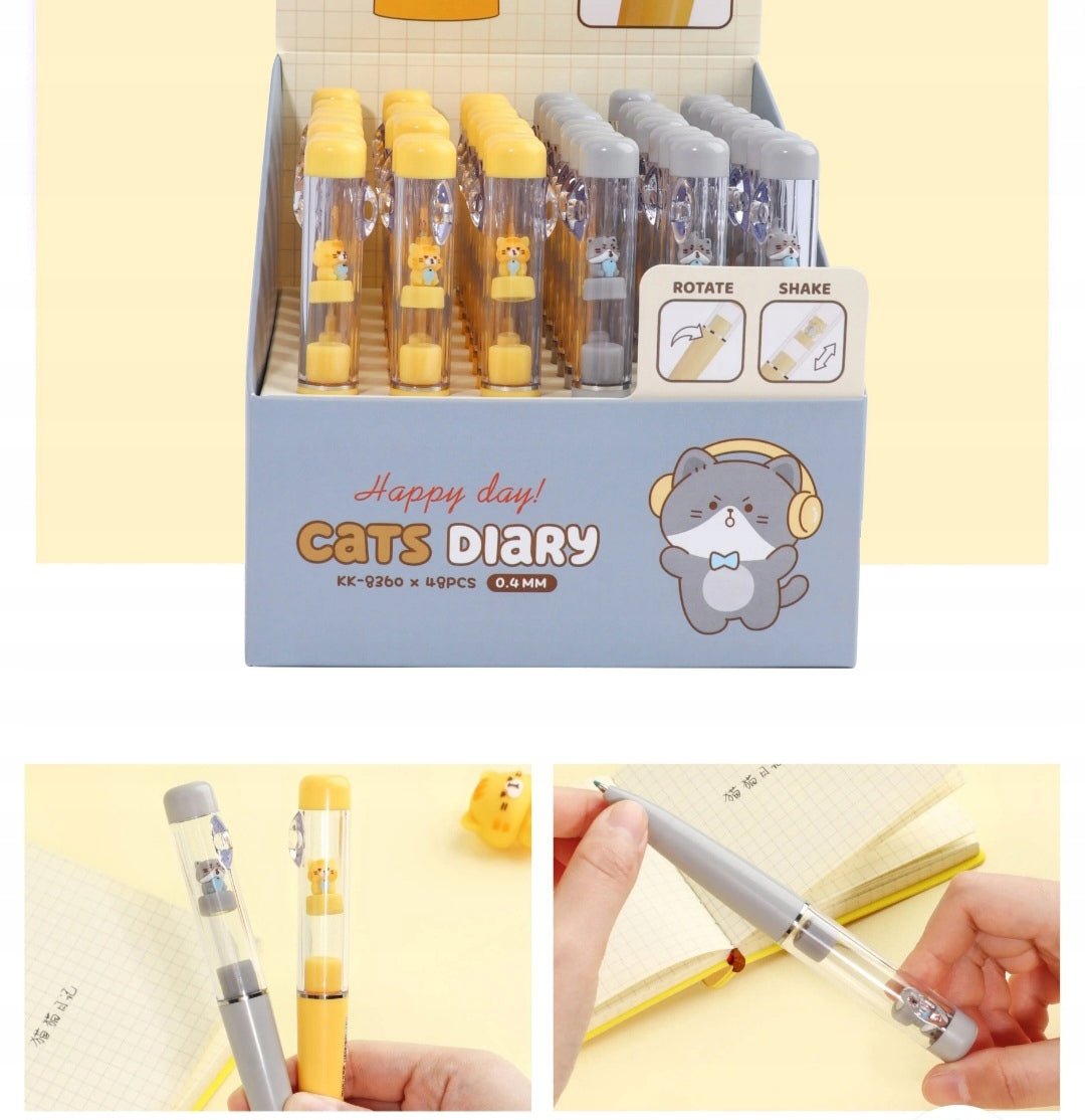 Cat with Fish Gel Pen – 0.4mm Pastel Writing Pen