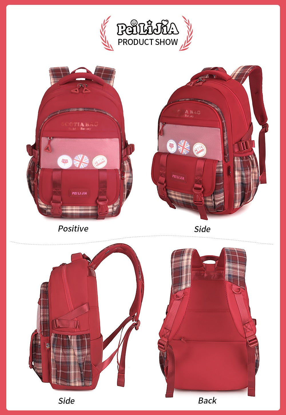 Dark Checks Backpack with Multiple Compartments, Pockets, and Side Bottle Holders: Stay Organized On-the-Go