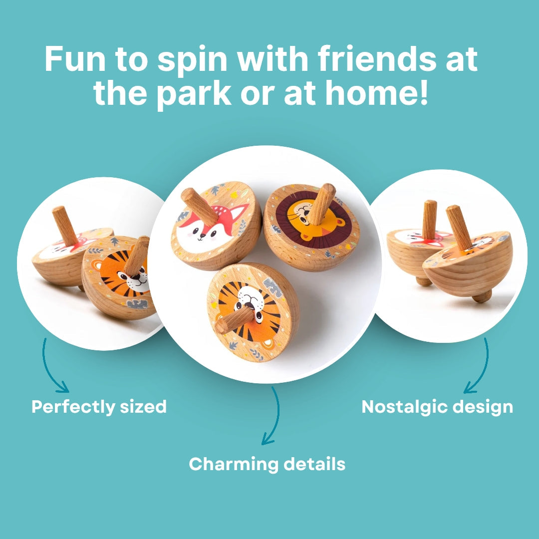 Pack of 10 | Cots and Cuddles Wooden Spinning Top Toy - - Per Pcs (Prepaid Only)
