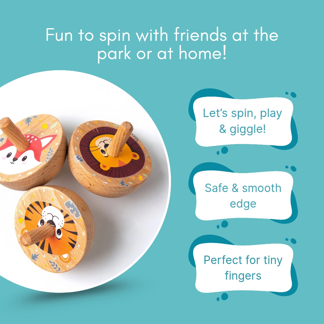 Pack of 10 | Cots and Cuddles Wooden Spinning Top Toy - - Per Pcs (Prepaid Only)