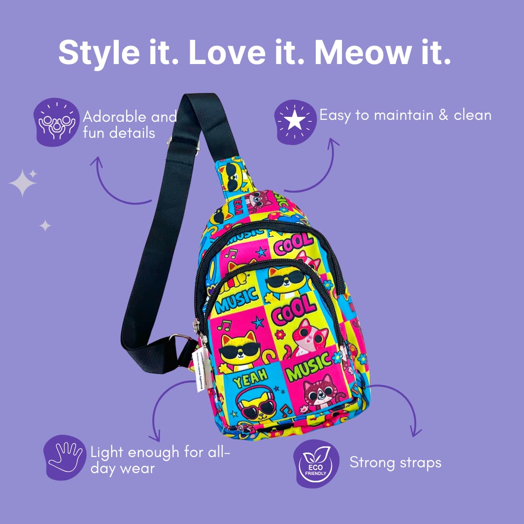 The Cat Print Crossbody Bag for Kids