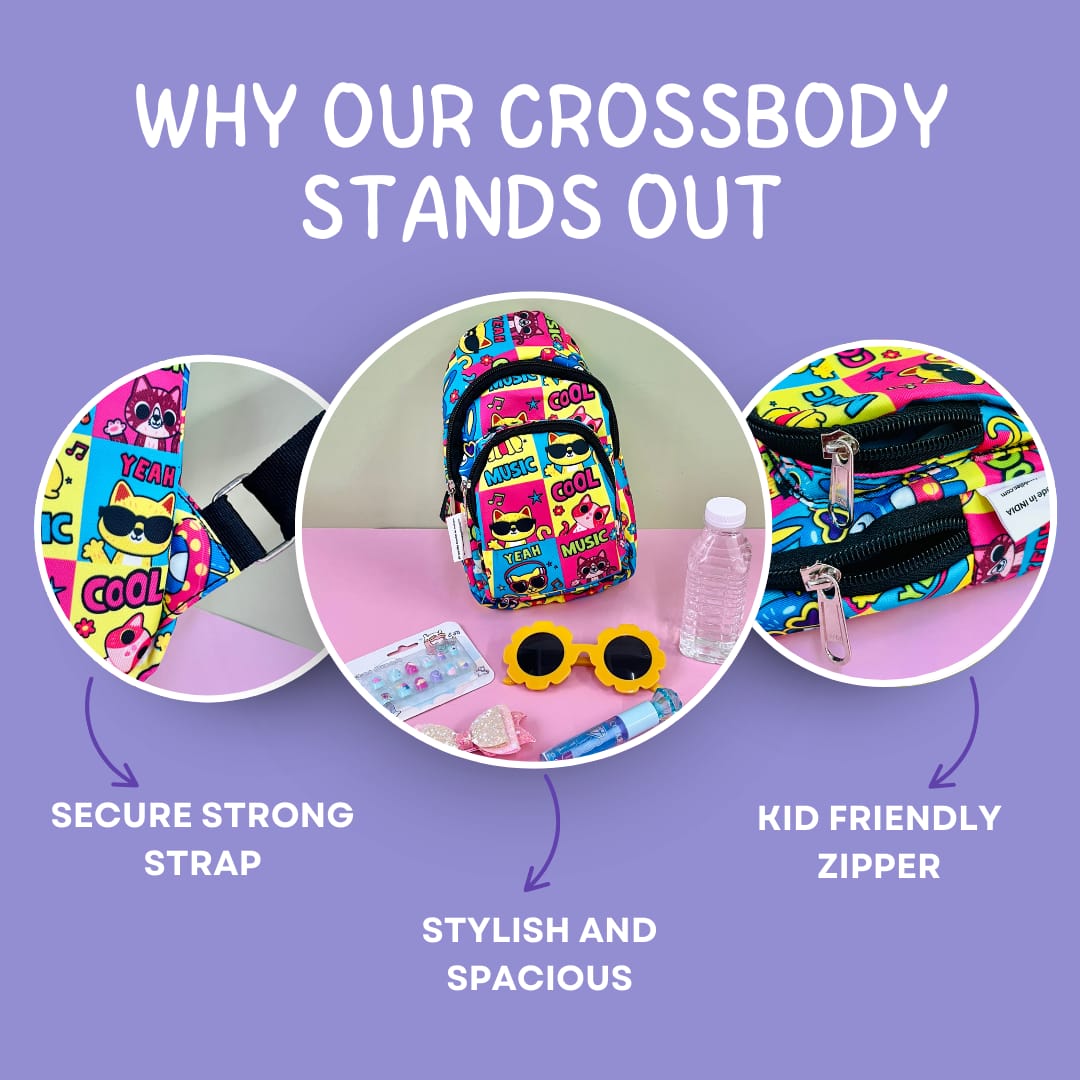 The Cat Print Crossbody Bag for Kids
