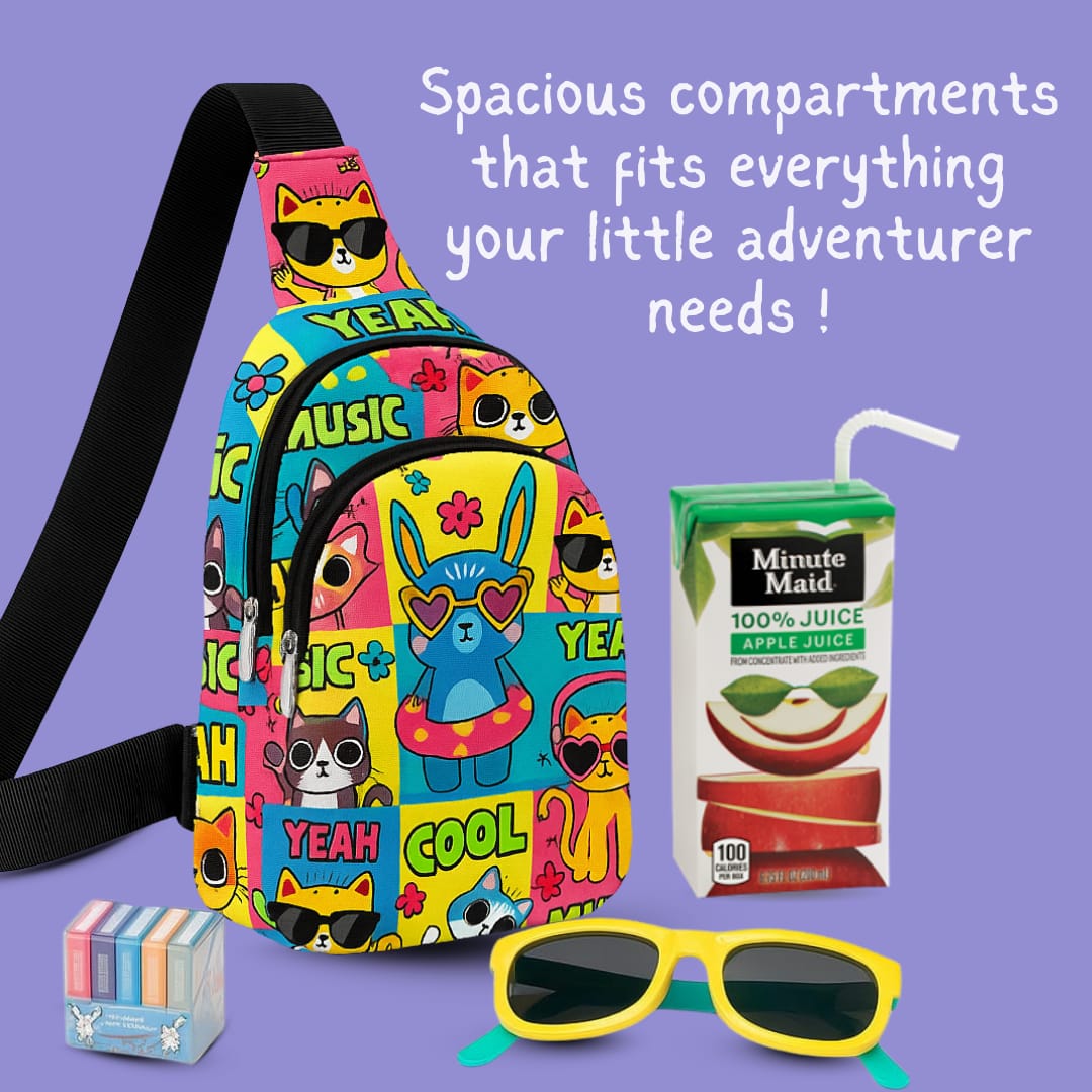 The Cat Print Crossbody Bag for Kids