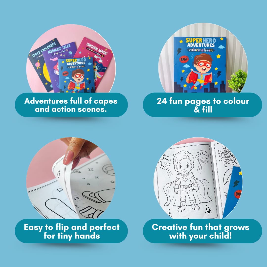 Cots and Cuddles Cartoon Colouring Book for Kids (Superhero)