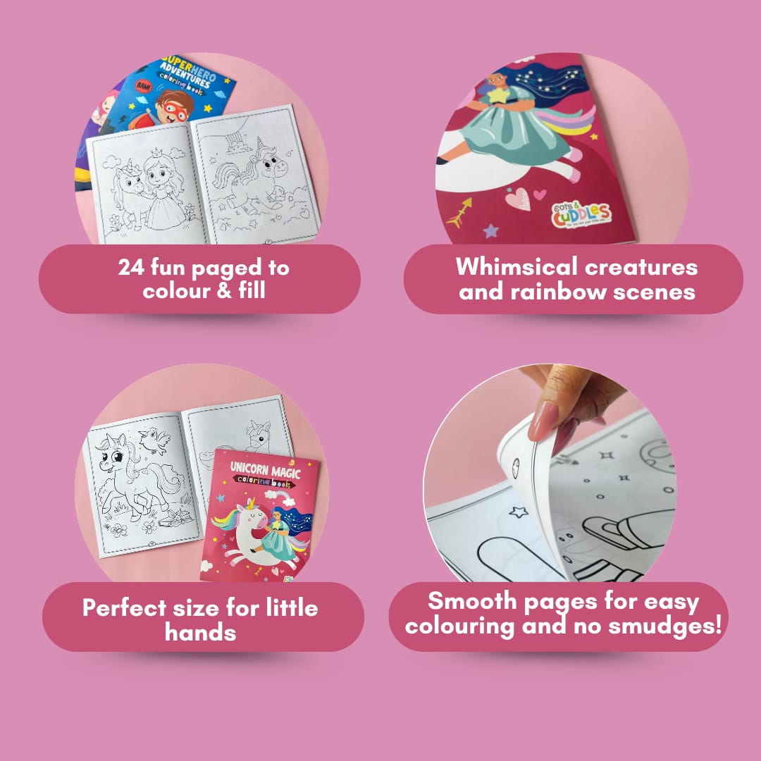 Cots and Cuddles Cartoon Colouring Book for Kids (Unicorn)
