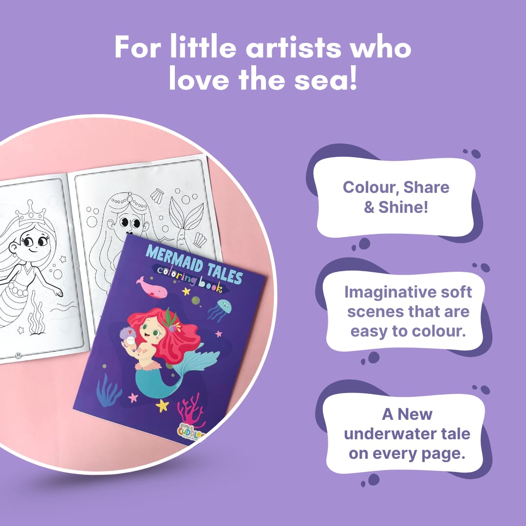 Cots and Cuddles Cartoon Colouring Book for Kids (Mermaid)