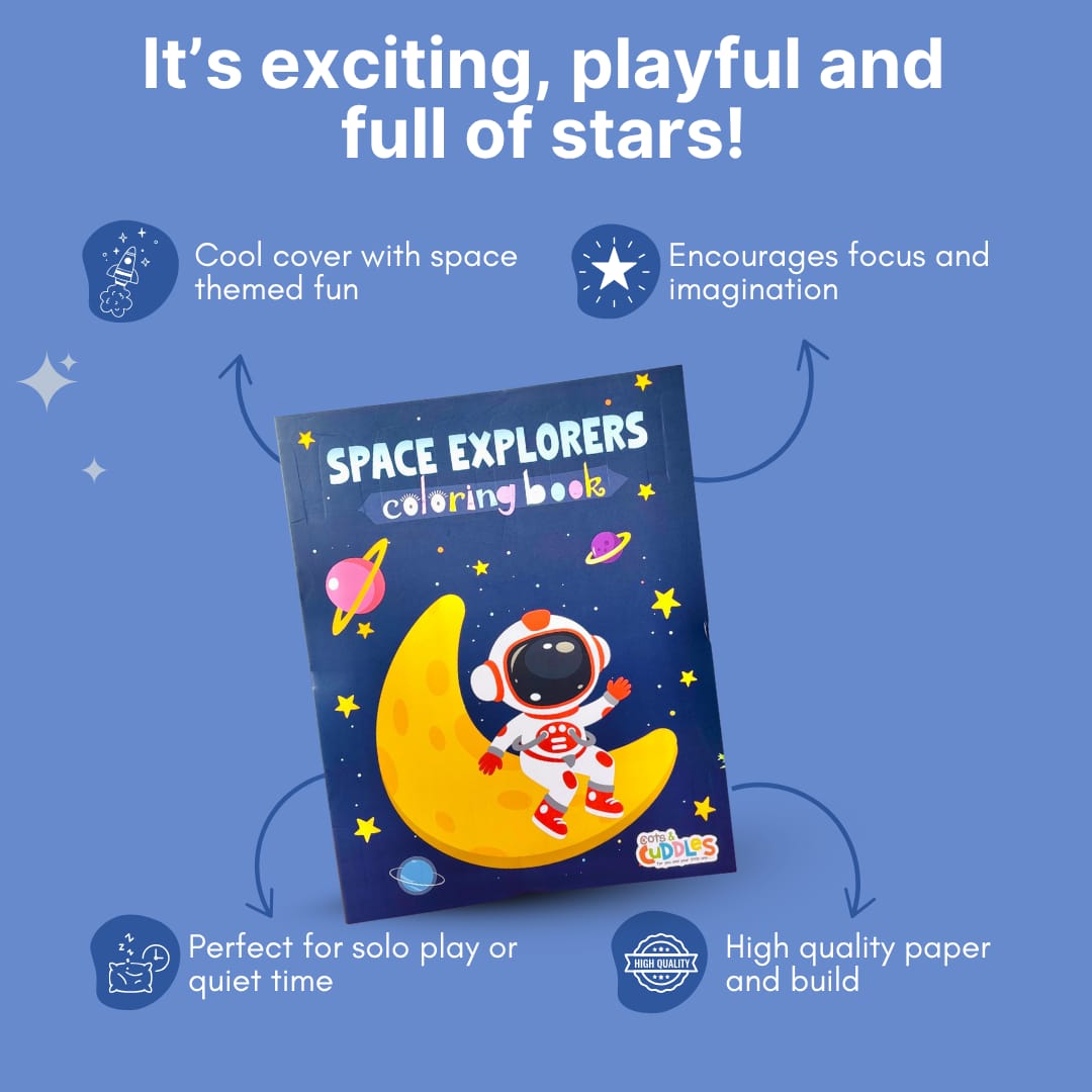 Pack of 10 | Cots and Cuddles Cartoon Colouring Book for Kids - 99 per pcs- (Space)