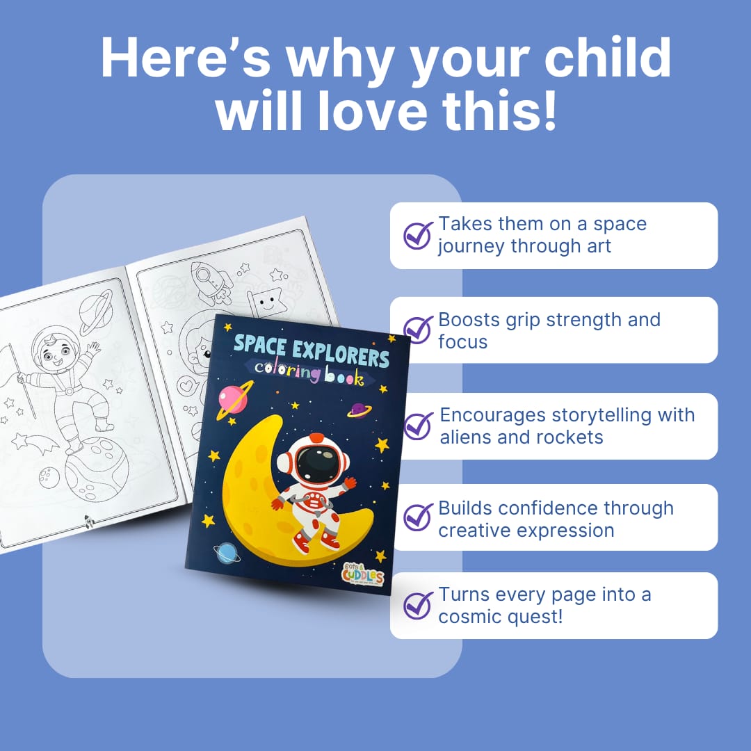 Cots and Cuddles Cartoon Colouring Book for Kids (Space)