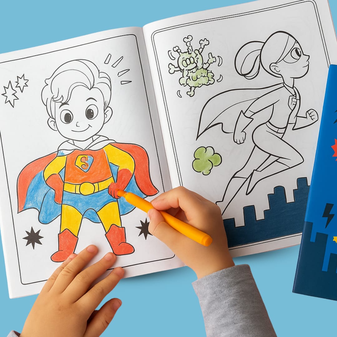 Pack of 10 | Cots and Cuddles Cartoon Colouring Book for Kids - 99 per pcs- (Superhero)