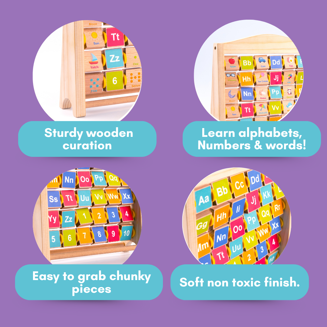 Cots and Cuddles Wooden Abacus Board for Kids Age 1+