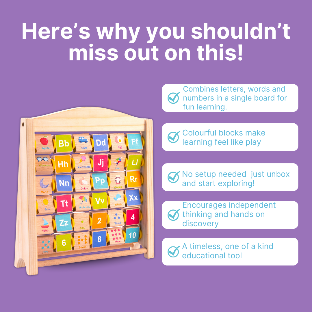 Cots and Cuddles Wooden Abacus Board for Kids Age 1+