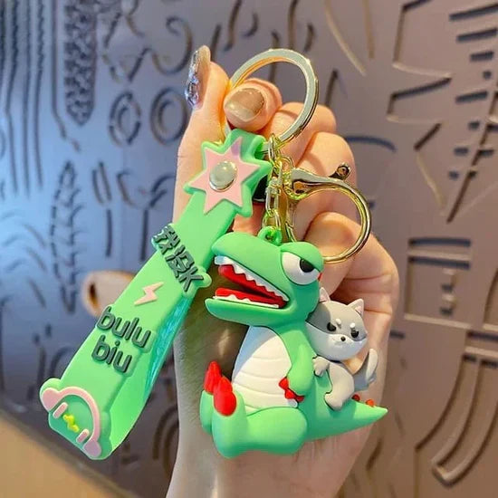 Premium Quality 3D Cute Astro & Dino Keychain for Kids Pack of 2 (Random Color)
