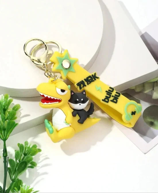 Premium Quality 3D Cute Astro & Dino Keychain for Kids Pack of 2 (Random Color)