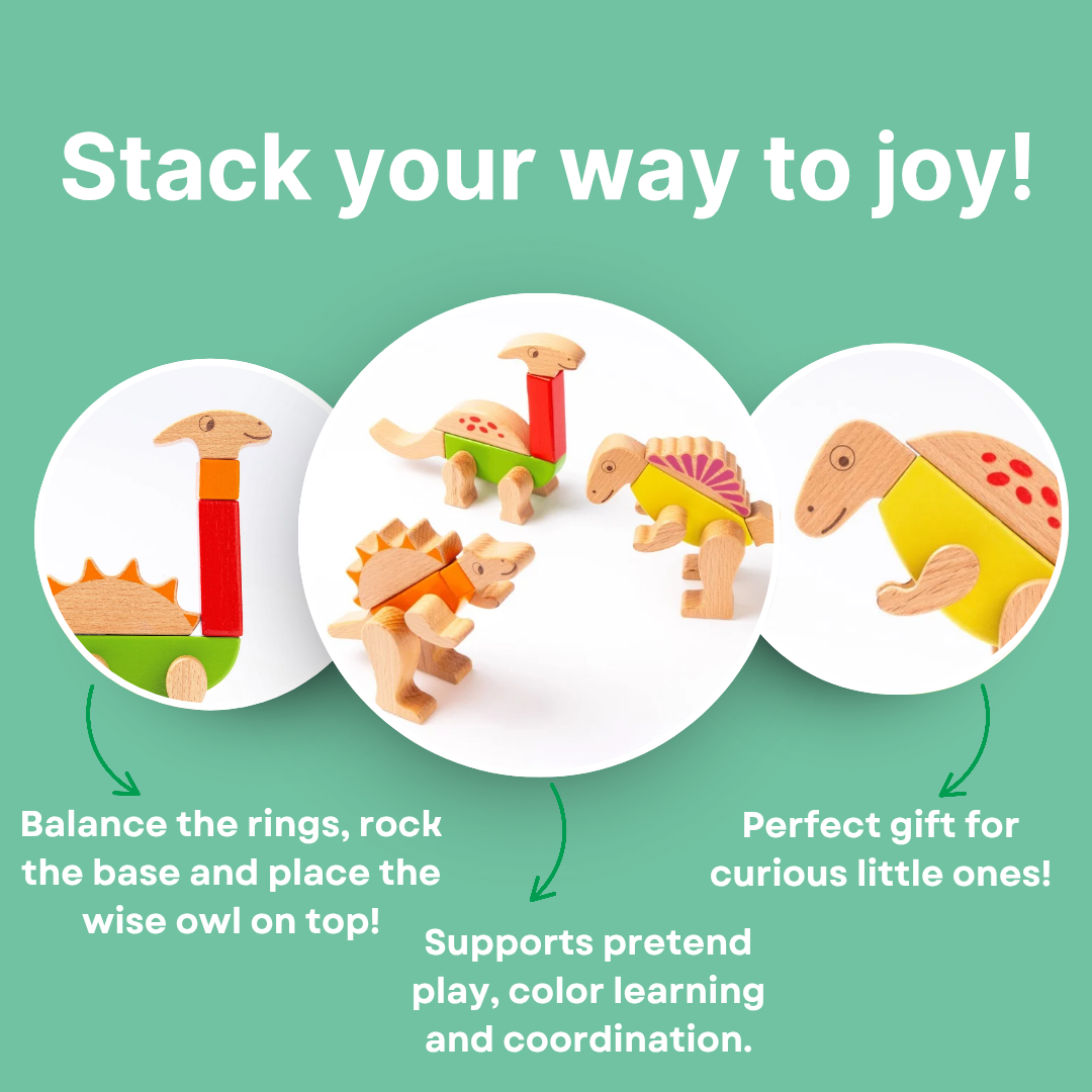 Cots and Cuddles Premium Quality Wooden Dino Magnetic Blocks 26pcs