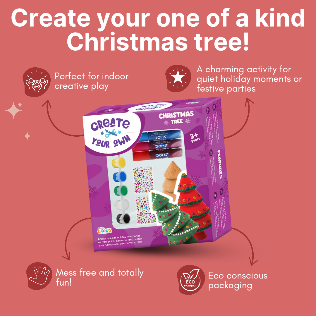 Cots and Cuddles Wooden Diy Christmas Tree for Kids Age 3+