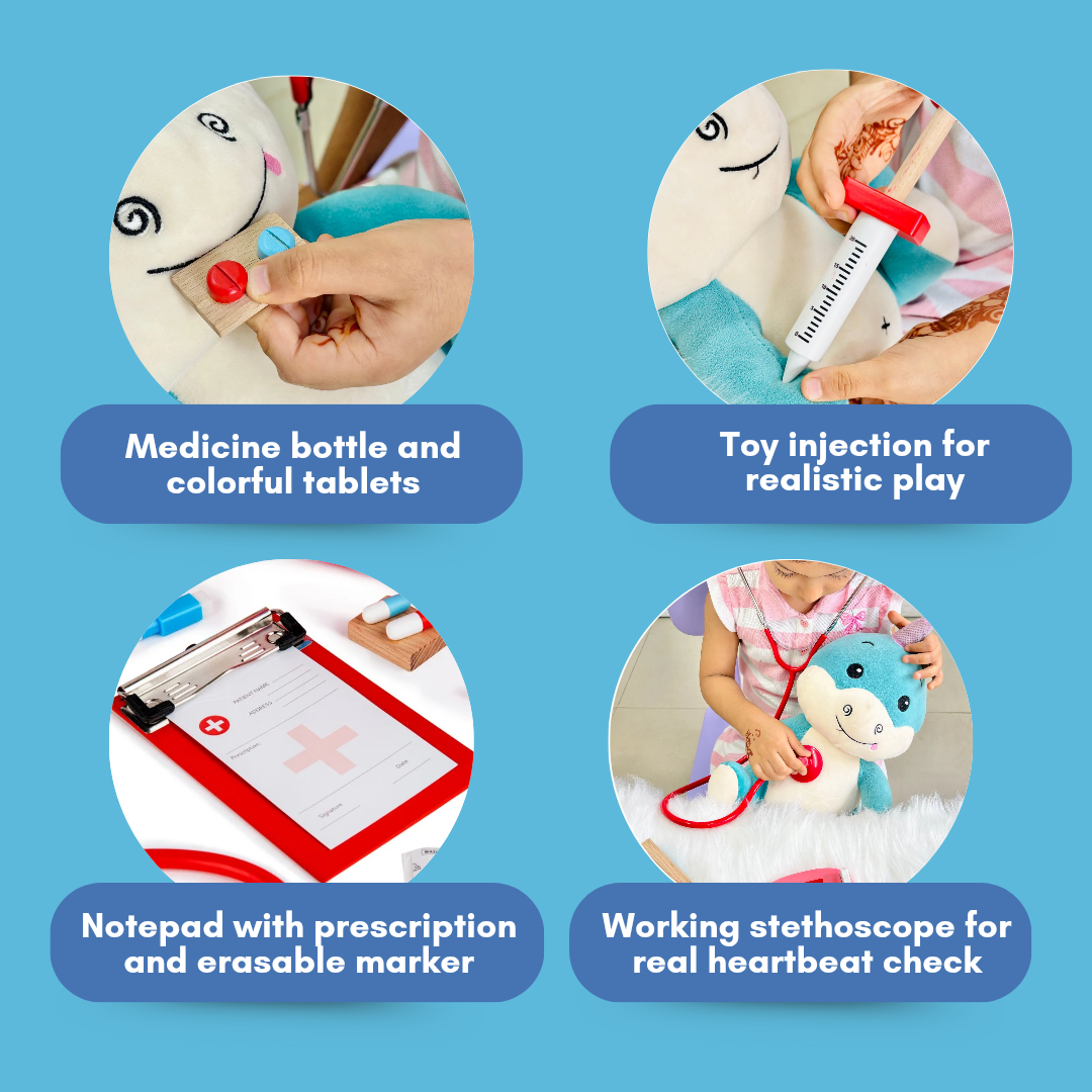 Cots and Cuddles Premium Wooden Junior Physician Set Pretend Play for Kids