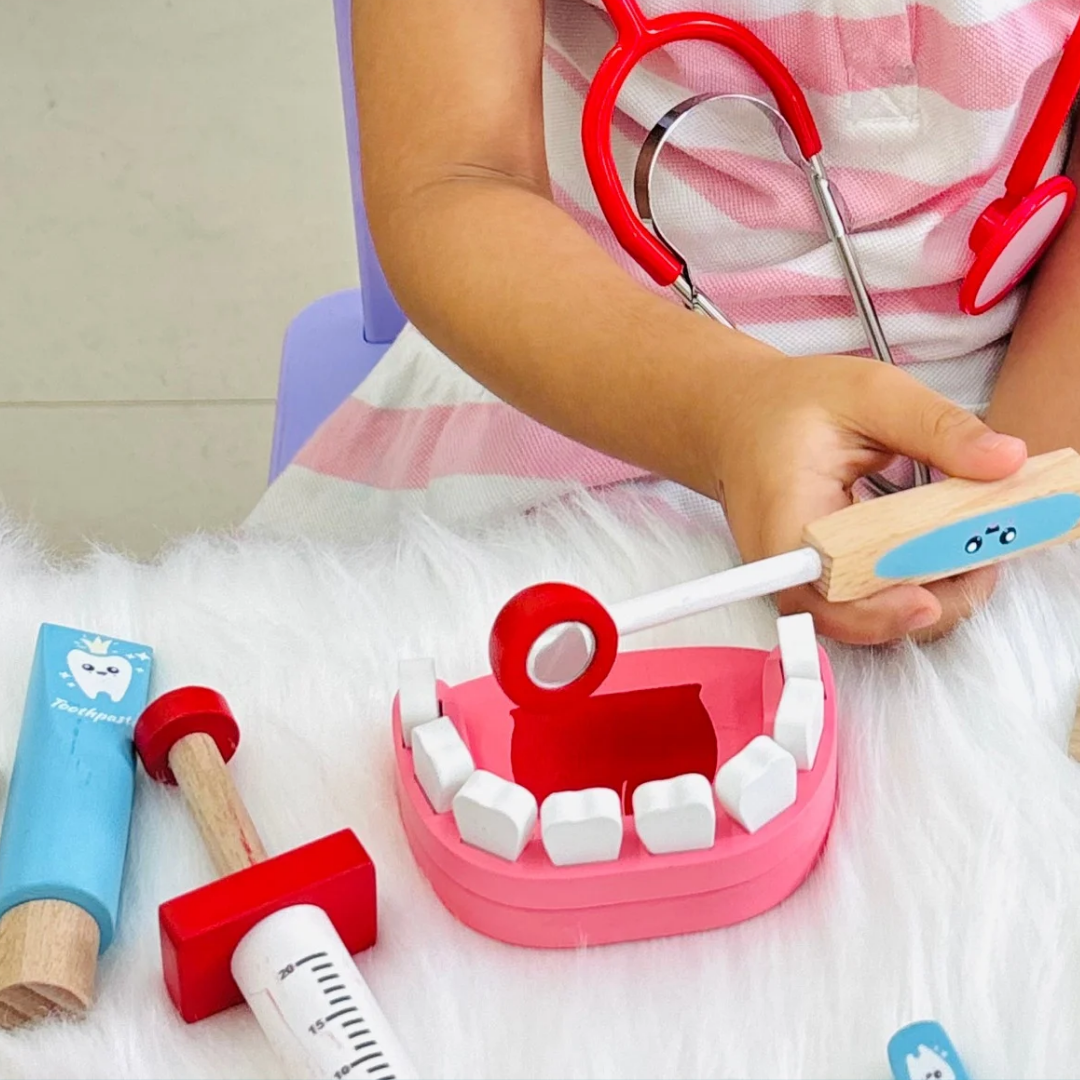 Cots and Cuddles Premium Wooden Little Doctor Dentist Pro Kit Pretend Play for Kids