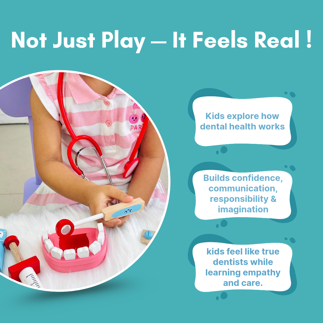 Cots and Cuddles Premium Wooden Little Doctor Dentist Pro Kit Pretend Play for Kids