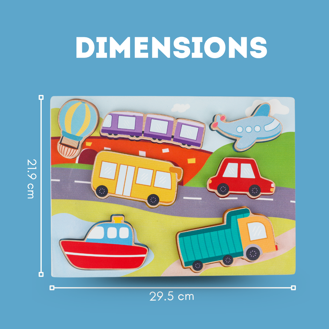 Cots and Cuddles Wooden Vehicle Shapes Chunky Match Puzzle