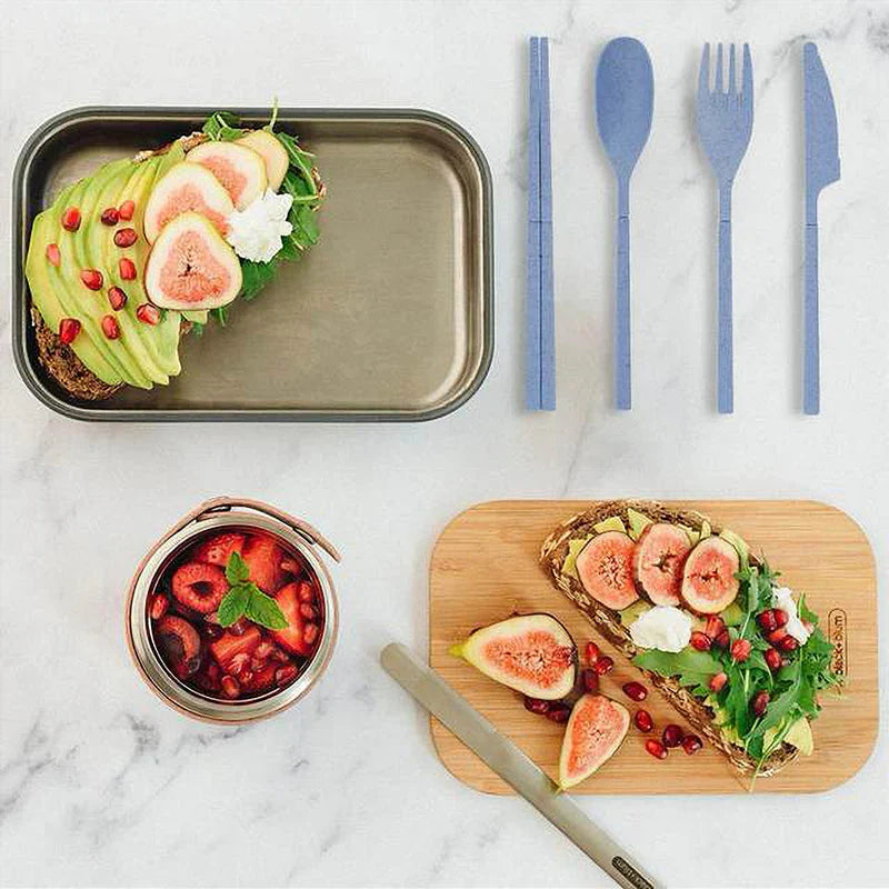 Plastic Glossy Folding Storage Box With Chopsticks, Fork, Spoon, Knife Set