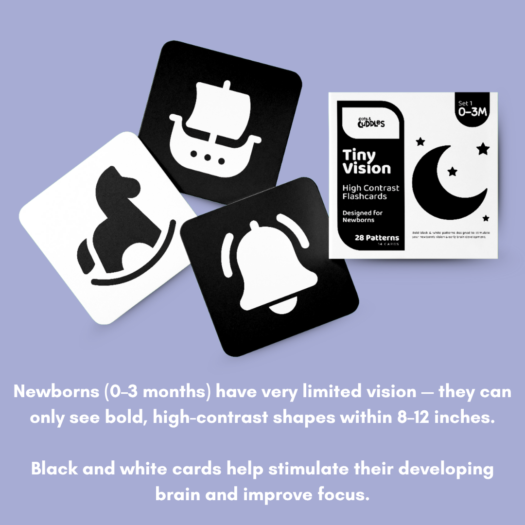 Cots and Cuddles High Contrast Tiny Vision Flashcards for Kids Age 0 - 9 months Set of 3