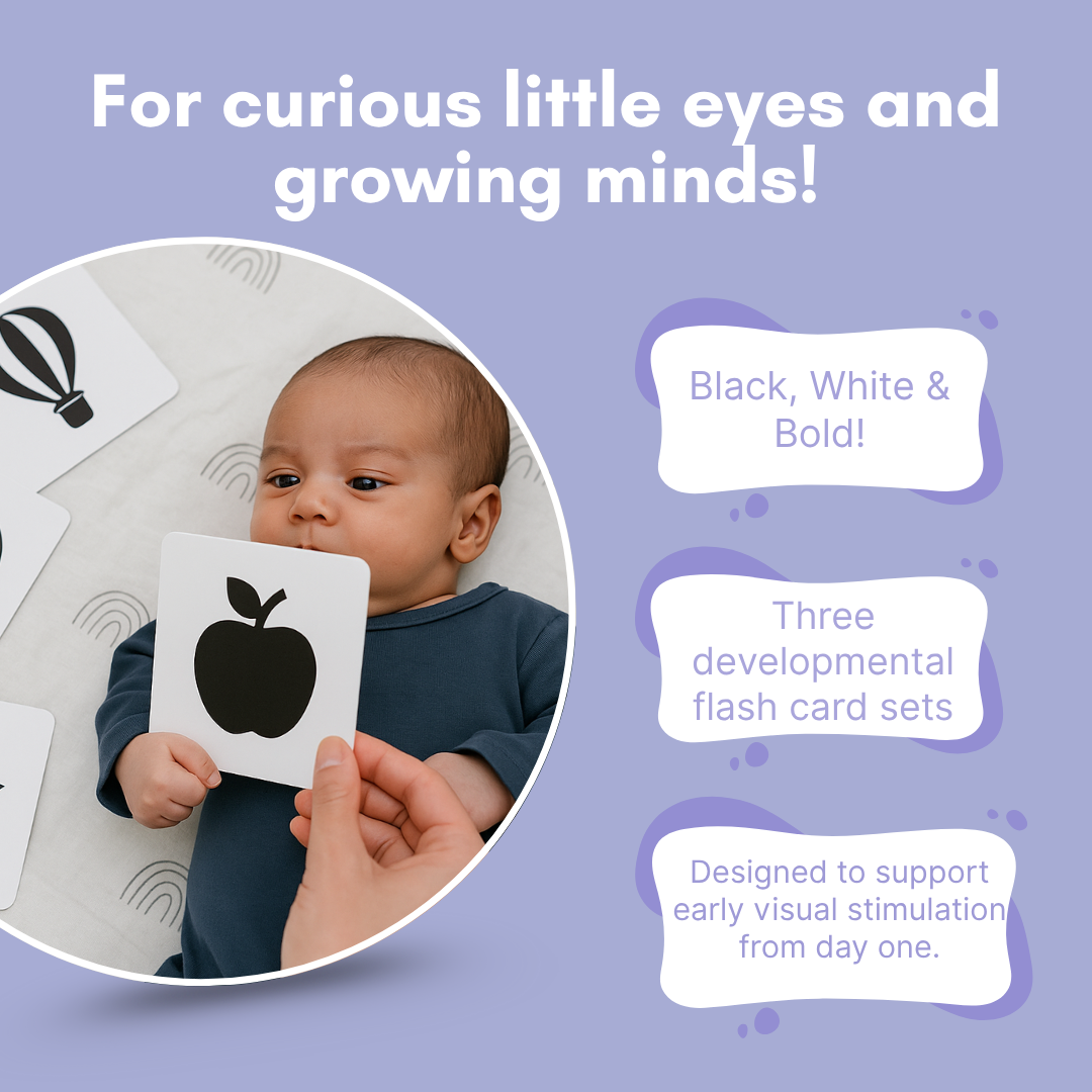 Cots and Cuddles High Contrast Tiny Vision Flashcards for Kids Age 0 - 9 months Set of 3