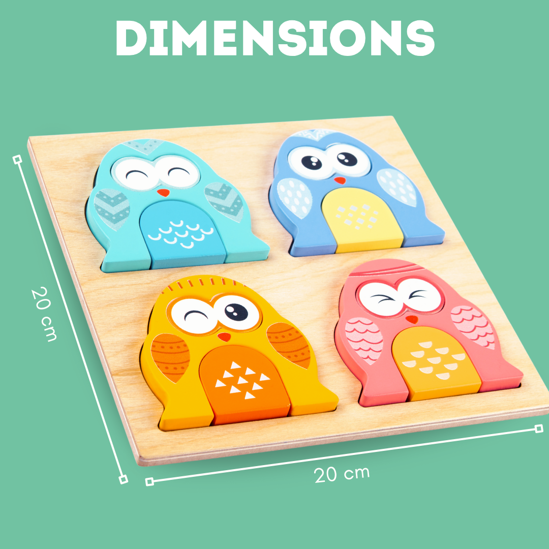 Cots and Cuddles Wooden Owl Face-Changing Puzzle with Match Cards