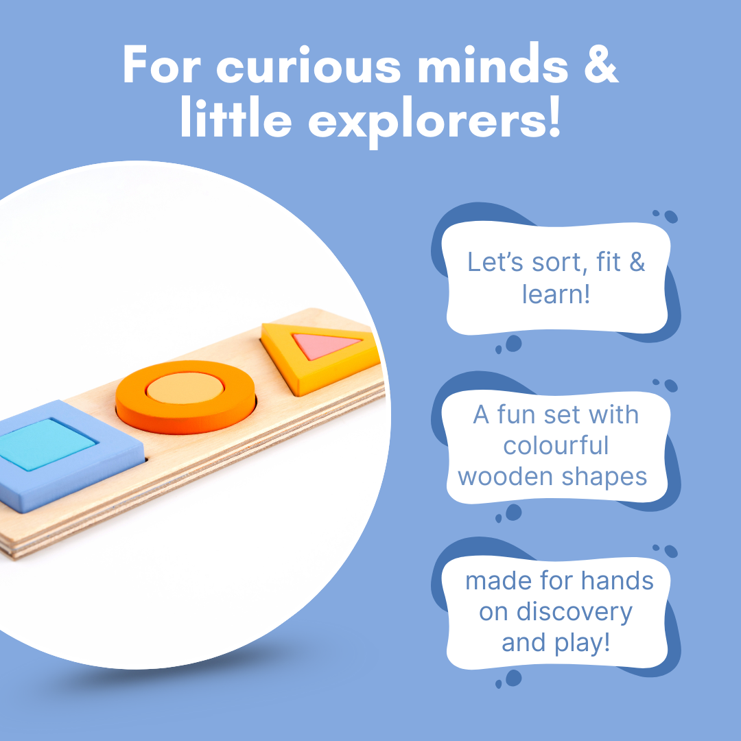 Cots and Cuddles Wooden Shape and Size Learning Board
