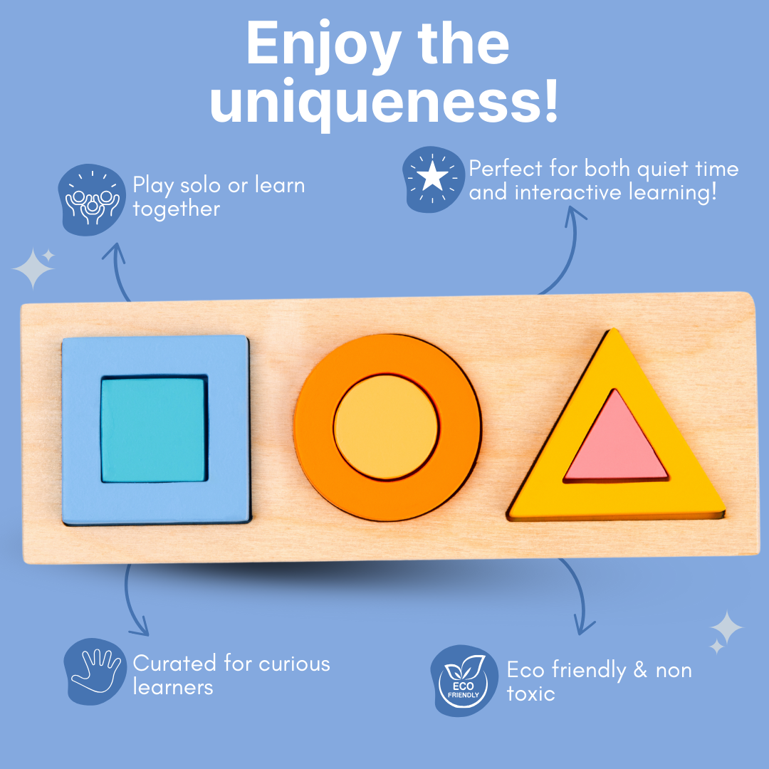 Cots and Cuddles Wooden Shape and Size Learning Board