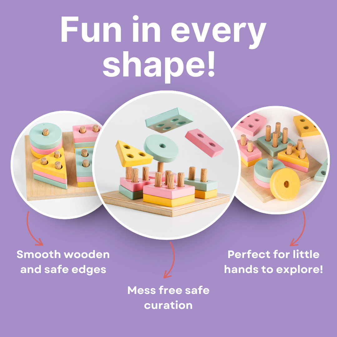 Cots and Cuddles - Wooden Shape Sorter Toy for Toddlers (2+ Year Old)