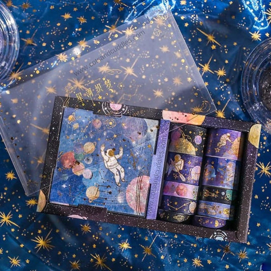 Galactic Delights: Space-themed Sticker Sheets and Masking Tapes