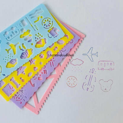 Drawing Ruler Set with 10-Color Pen