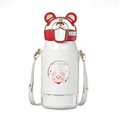 Cute Dance with Me Anti-Leak Cartoon Print Steel Water Bottle with sling strap For Kids 530ML