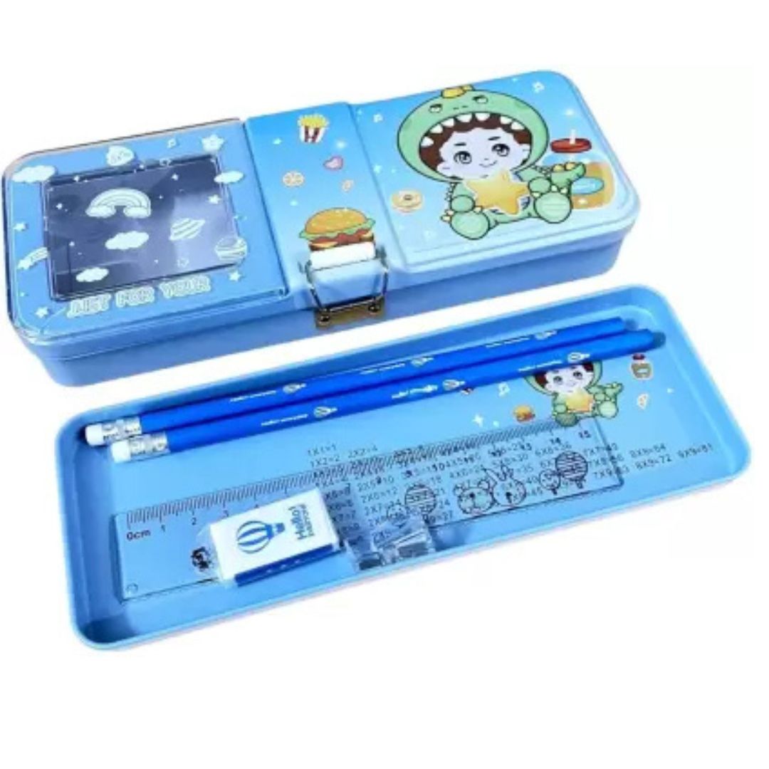 Cute Design Metal Pencil Case with Stationery