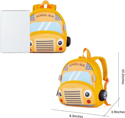 Cute Cartoon Bus Soft Plush Backpack with Front Pocket for Kids (Orange)