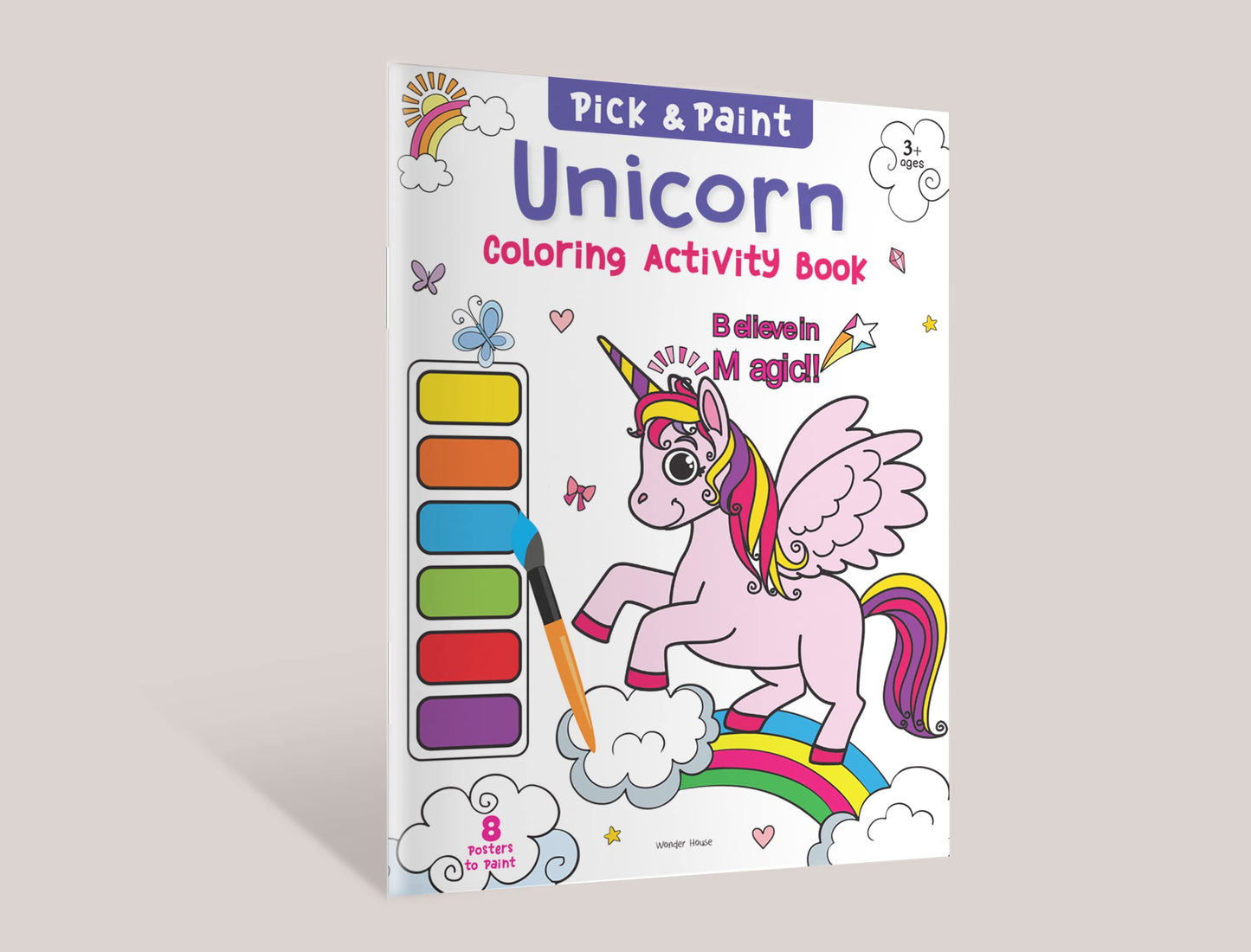 Doodle Delights: Compact Drawing Book with 6-Color Strip and Paintbrush (Unicorn)