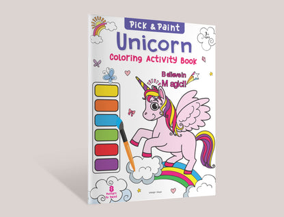 Doodle Delights: Compact Drawing Book with 6-Color Strip and Paintbrush (Unicorn)