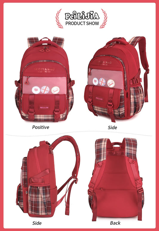 Dark Checks Backpack with Multiple Compartments, Pockets, and Side Bottle Holders: Stay Organized On-the-Go