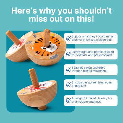 Pack of 10 | Cots and Cuddles Wooden Spinning Top Toy - - Per Pcs (Prepaid Only)