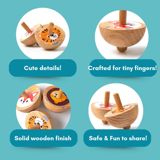 Pack of 10 | Cots and Cuddles Wooden Spinning Top Toy - - Per Pcs (Prepaid Only)