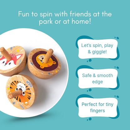 Pack of 10 | Cots and Cuddles Wooden Spinning Top Toy - - Per Pcs (Prepaid Only)