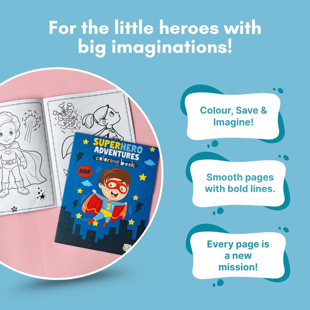 Cots and Cuddles Cartoon Colouring Book for Kids (Superhero)