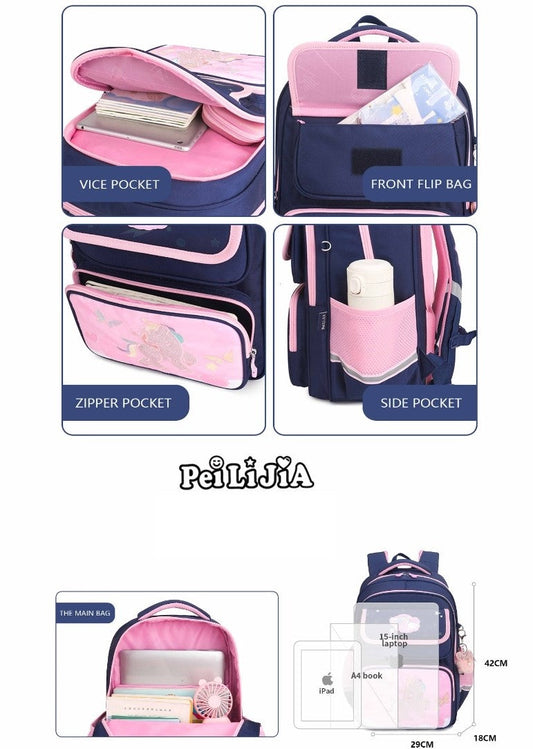 Unicorn Embroidery School Bag